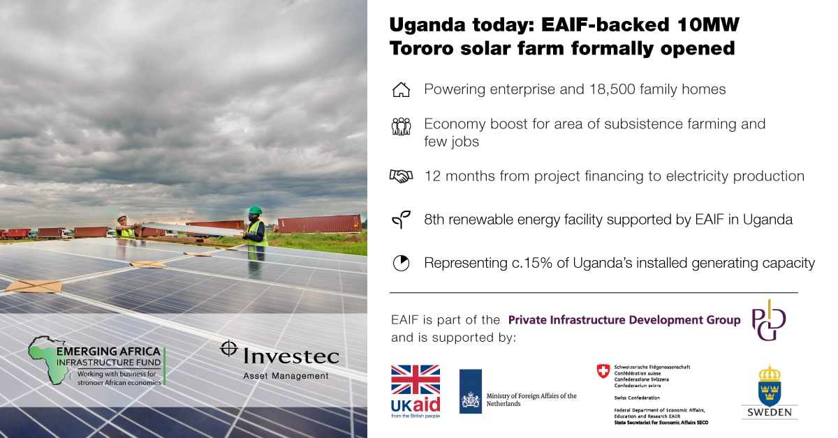 EAAIF reaches financial close for 20 MW solar project in north-western Uganda