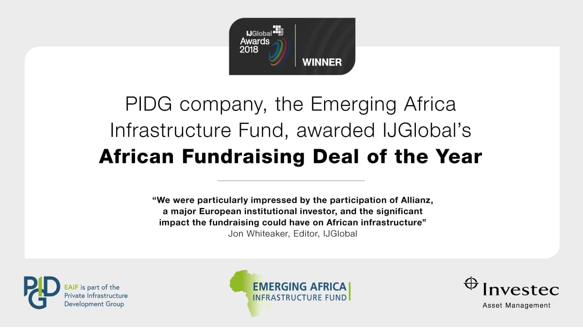 PIDG company The Emerging Africa Infrastructure Fund awarded IJGlobal’s African Fundraising Deal of the Year